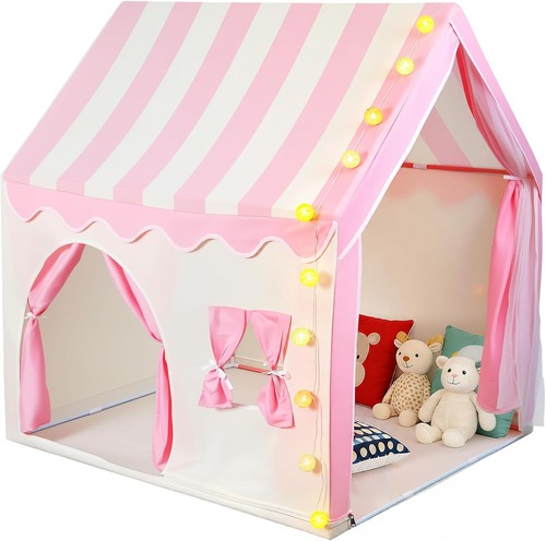 Kids play tent pink striped - kids,